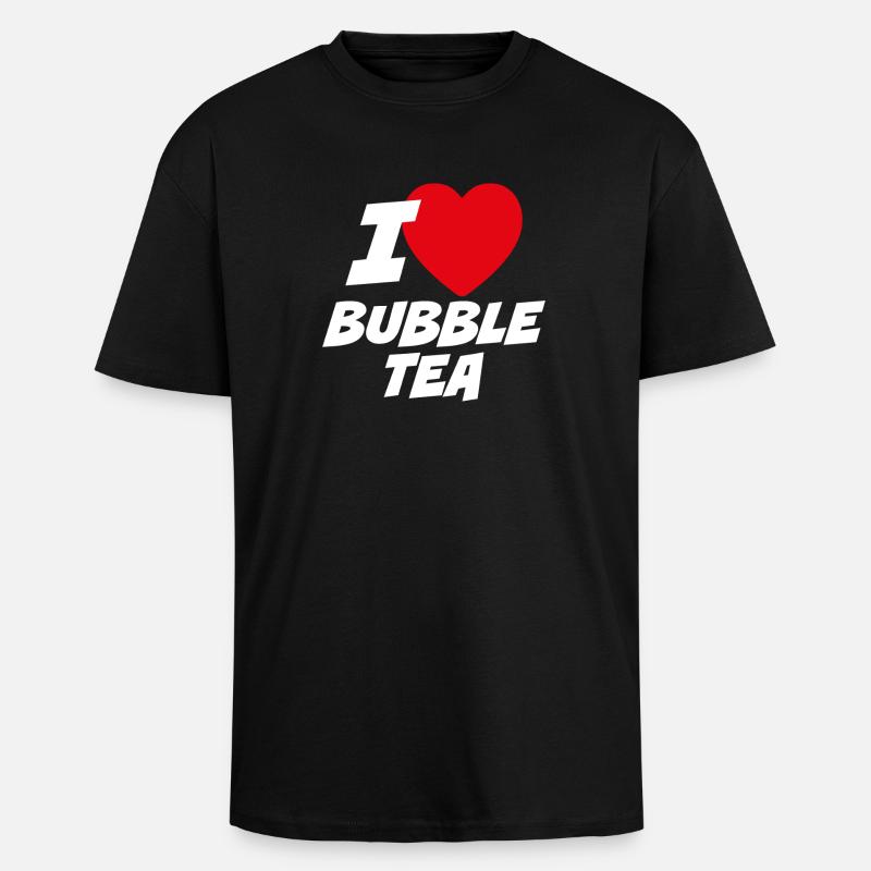 I Love Bubble Tea - Unisex Oversized Heavyweight T-shirt - black
