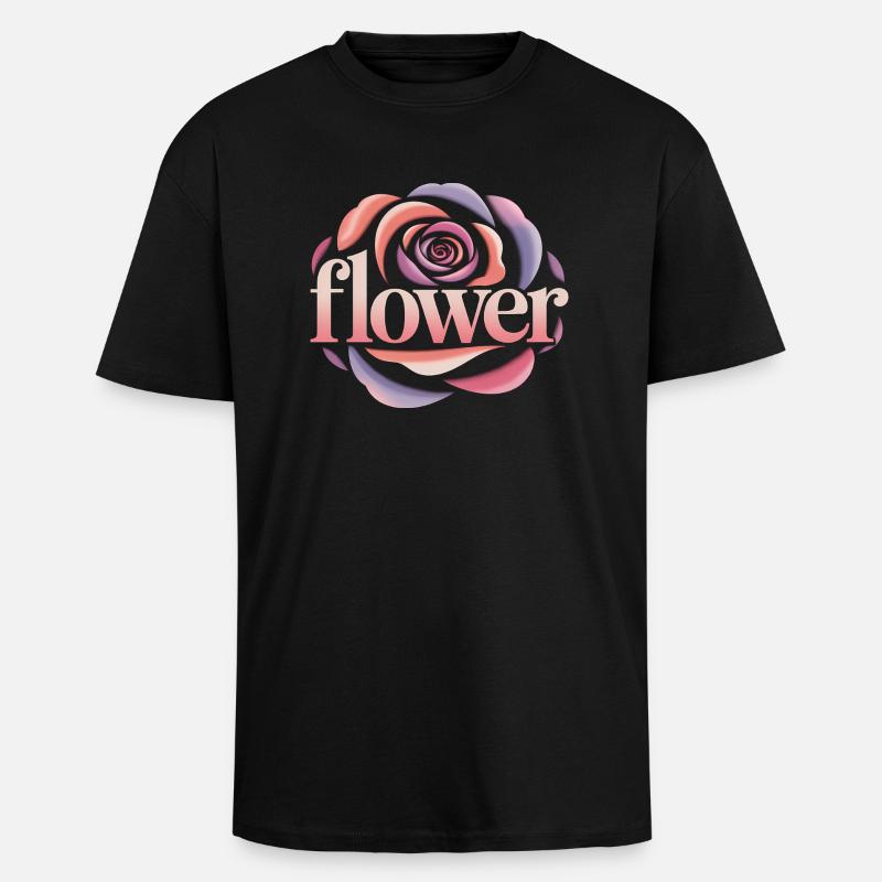 Blumen Logo - Cooles Gartendesign - Oversized Heavyweight Unisex T-Shirt - Schwarz