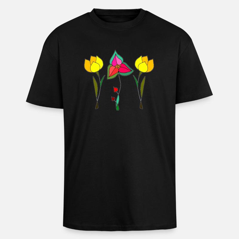 Blumen - Oversized Heavyweight Unisex T-Shirt - Schwarz