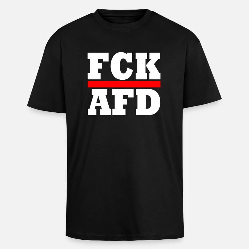 Fck afd - Oversized Heavyweight Unisex T-Shirt - Schwarz