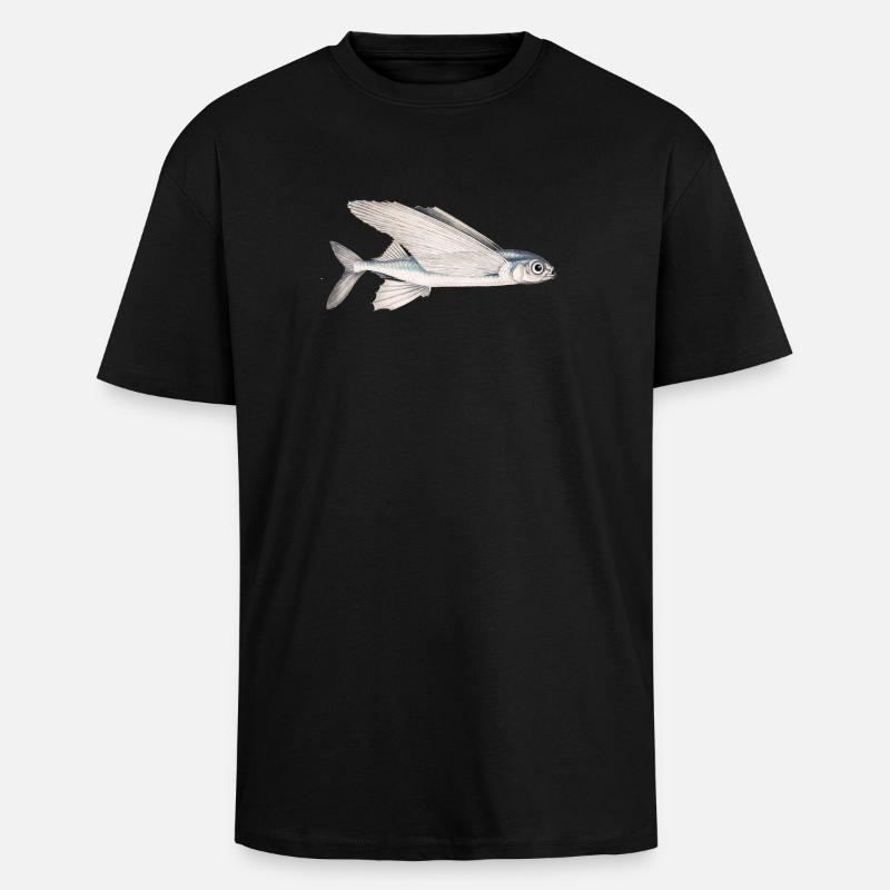Schwalbe fish (flying fish) - Unisex Oversized Heavyweight T-shirt - black