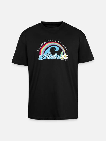 aloha Regenbogen - Oversized Heavyweight Unisex T-Shirt - Schwarz