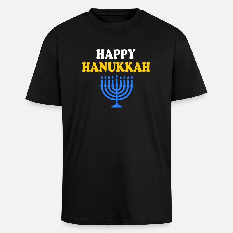 HAPPY HANUKKAH - Oversized Heavyweight Unisex T-Shirt - Schwarz