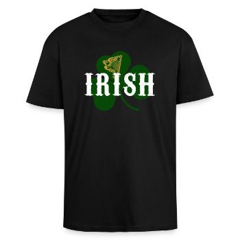 irish - Oversized Heavyweight Unisex T-Shirt - Schwarz - Vorne - Alina (178cm) & Michal (187cm)