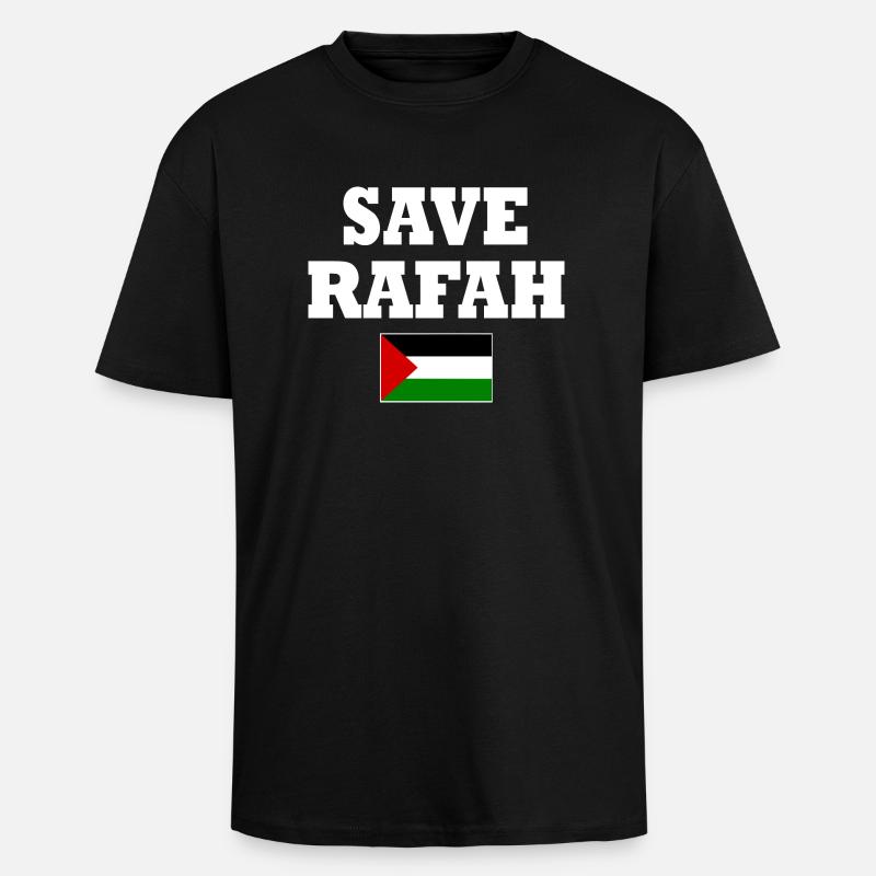Save rafah - T-shirt unisexe oversize épais - noir
