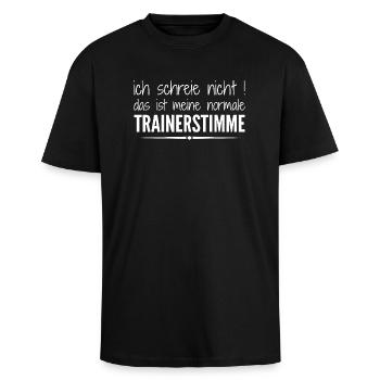 Trainer Geschenk Sport Verein Coach schreien laut - Oversized Heavyweight Unisex T-Shirt - Schwarz - Vorne - Alina (178cm) & Michal (187cm)