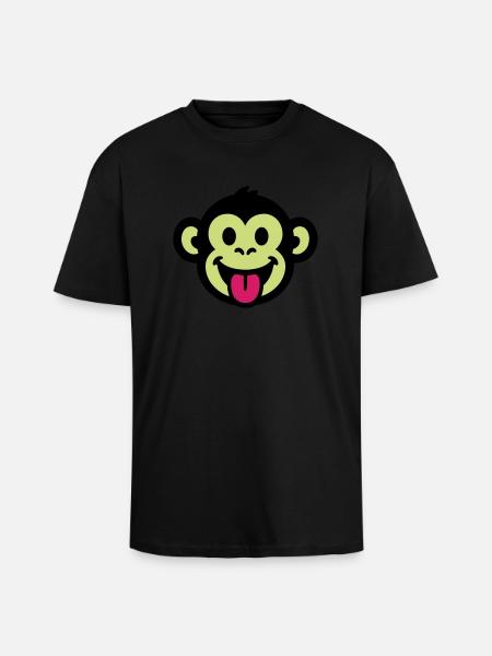 Affe Lustig Comic - Oversized Heavyweight Unisex T-Shirt - Schwarz