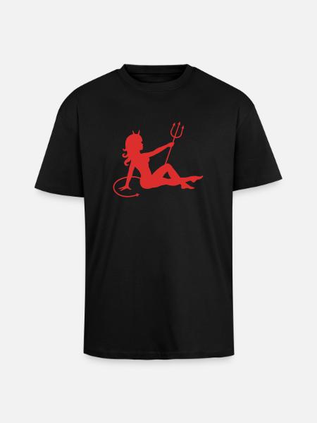 Erotisch Teufel Mädchen - Oversized Heavyweight Unisex T-Shirt - Schwarz