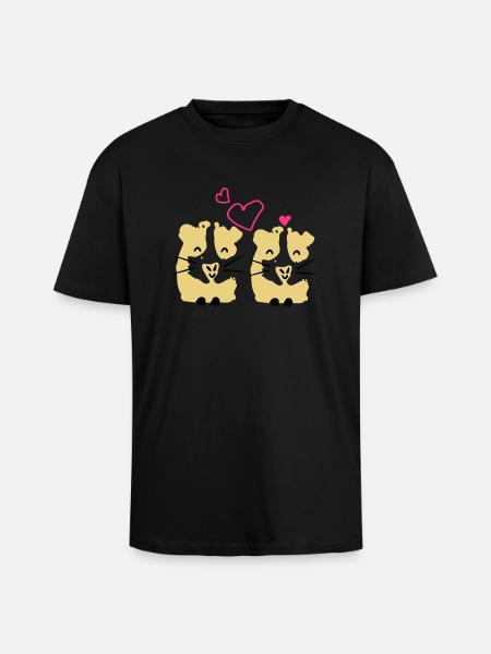 søt Gini-gris marsvin par - Unisex oversized t-skjorte i kraftig kvalitet - svart