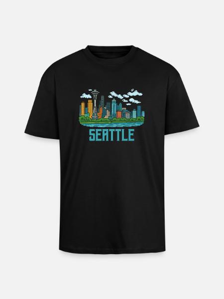 Seattle City - Unisex Oversized Heavyweight T-shirt - black
