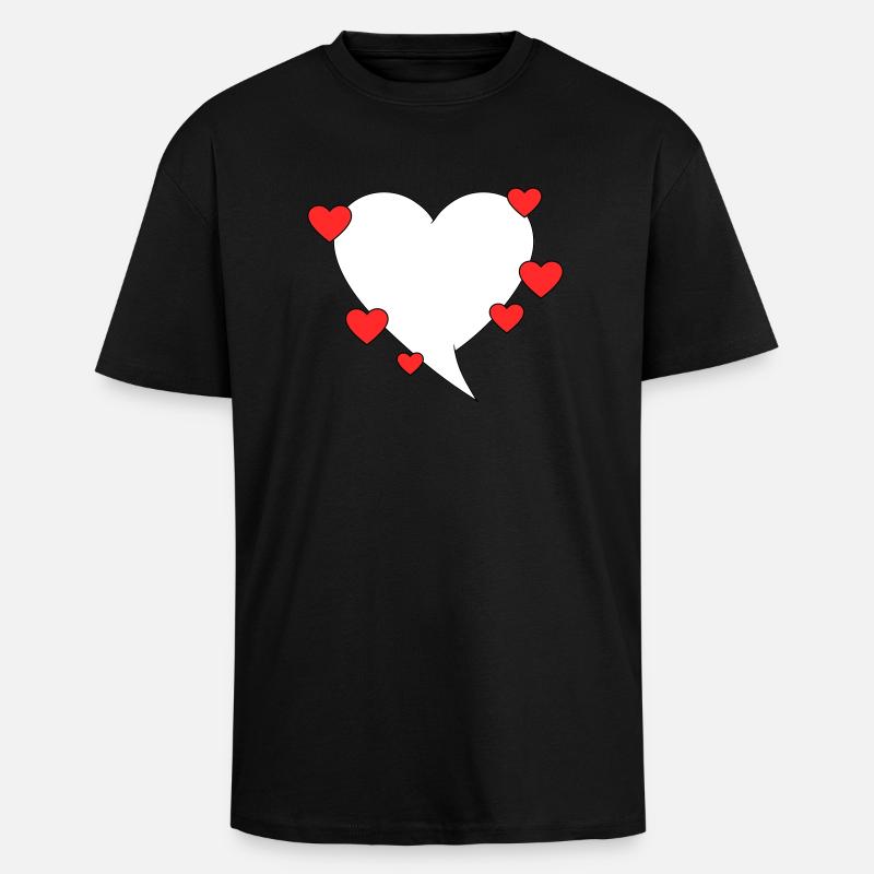 Sprechblase mit Herzen - Oversized Heavyweight Unisex T-Shirt - Schwarz