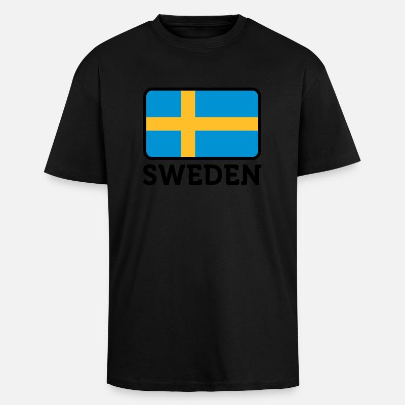 Drapeau national de la Suède - T-shirt unisexe oversize épais - noir