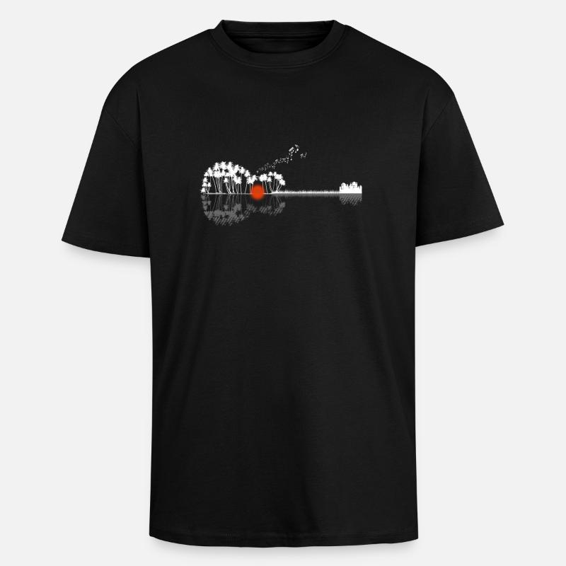 Guitar Gift Shirt Guitariste - T-shirt unisexe oversize épais - noir