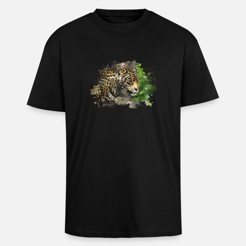 leopard - Unisex Oversized Heavyweight T-shirt - black