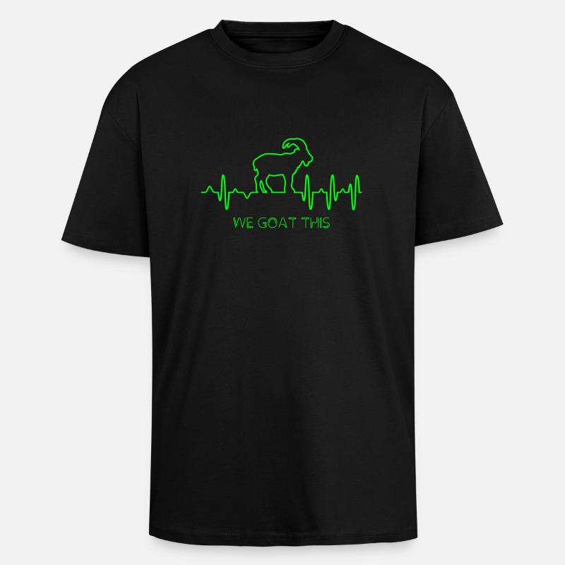 ECG de chèvre - T-shirt unisexe oversize épais - noir