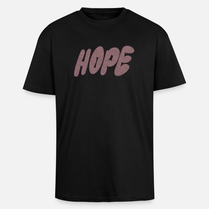 Hope – Strickschrift - Oversized Heavyweight Unisex T-Shirt - Schwarz