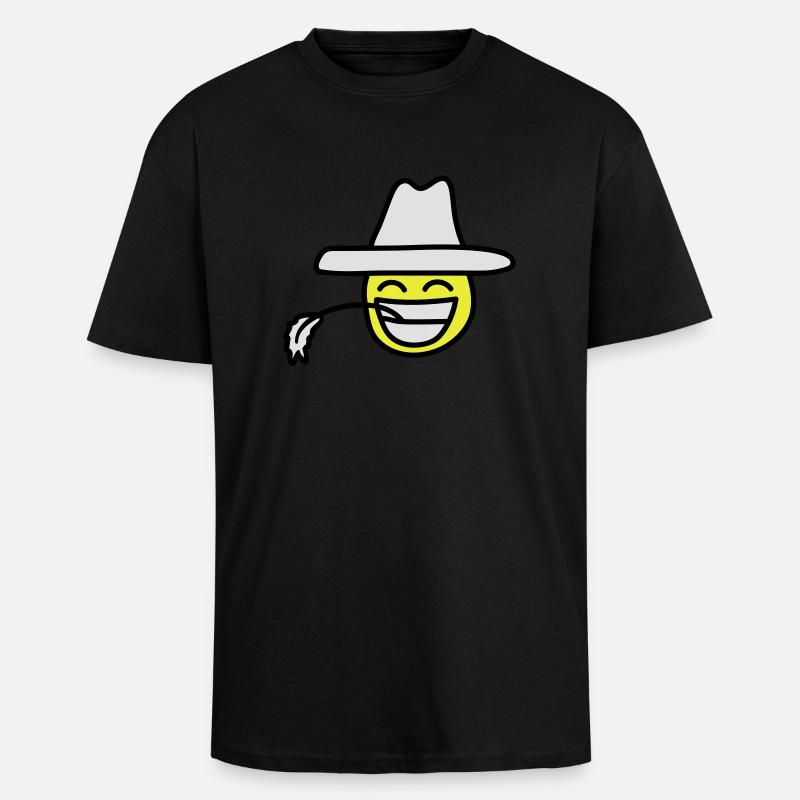 cowboy_smiley - Oversized Heavyweight Unisex T-Shirt - Schwarz