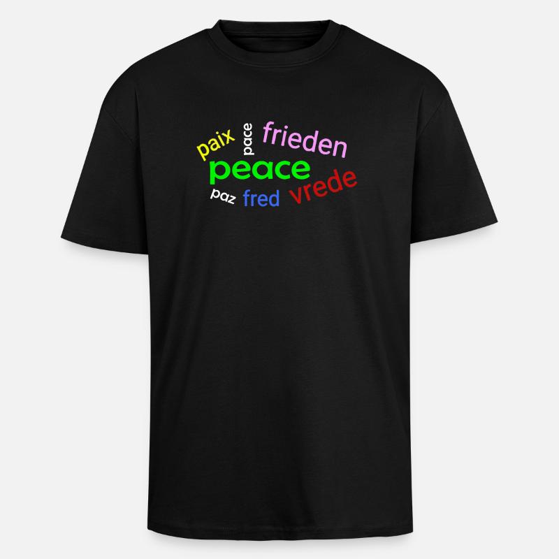 Nuage de mots de paix - T-shirt unisexe oversize épais - noir