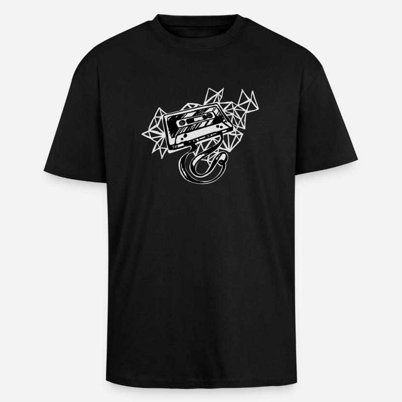Retro Kassette - Oversized Heavyweight Unisex T-Shirt - Schwarz