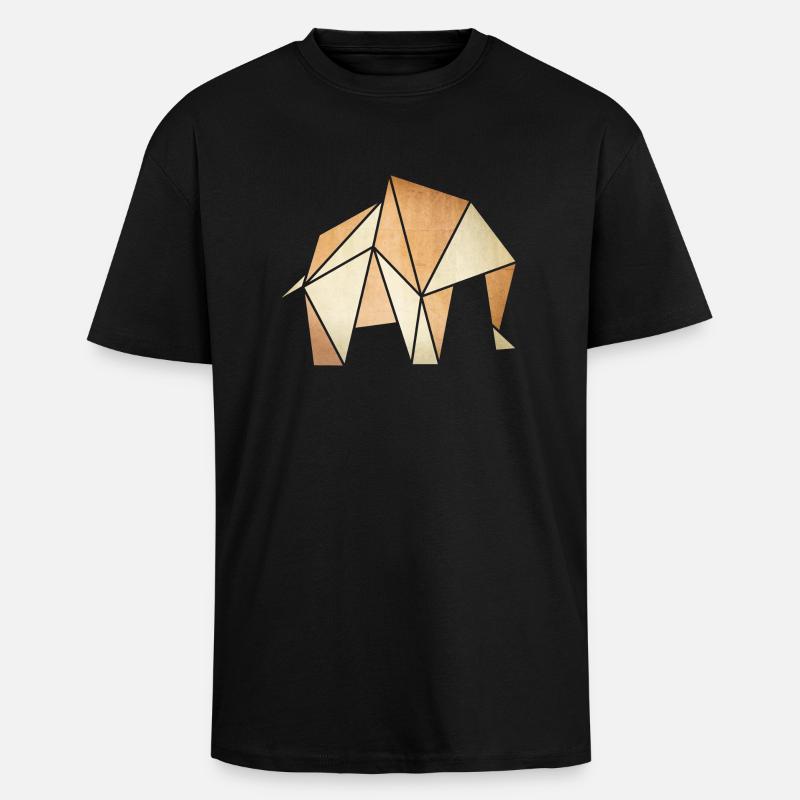 Origami: Elefant (Pergament-Optik) - T-shirt unisexe oversize épais - noir