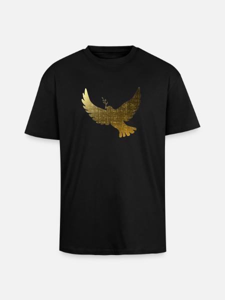Golden peace doves - Unisex Oversized Heavyweight T-shirt - black