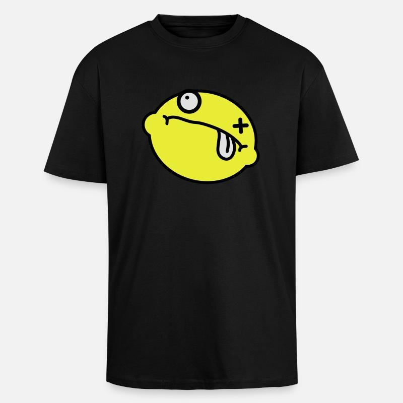 Dead Lemon Smiley - Oversized Heavyweight Unisex T-Shirt - Schwarz