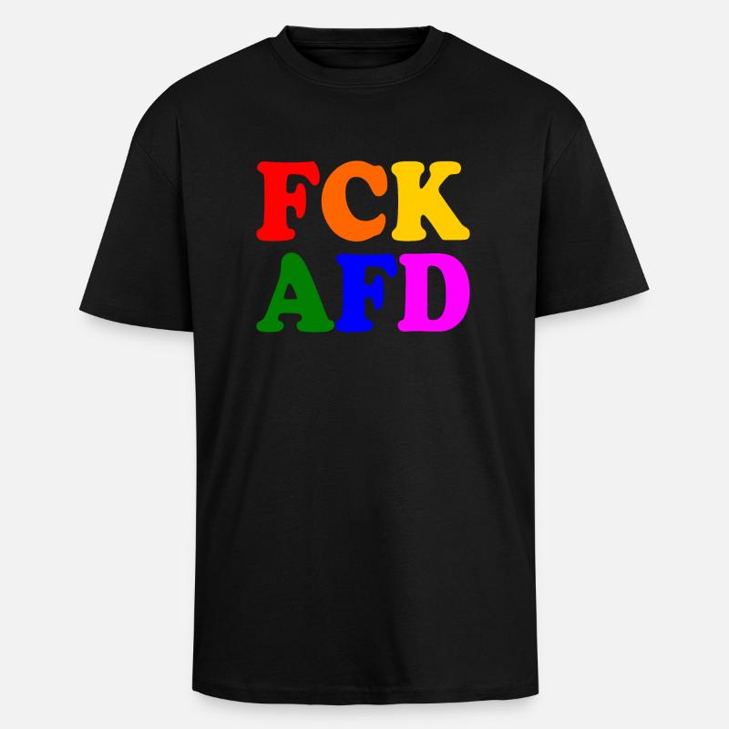 Fck afd - Oversized Heavyweight Unisex T-Shirt - Schwarz