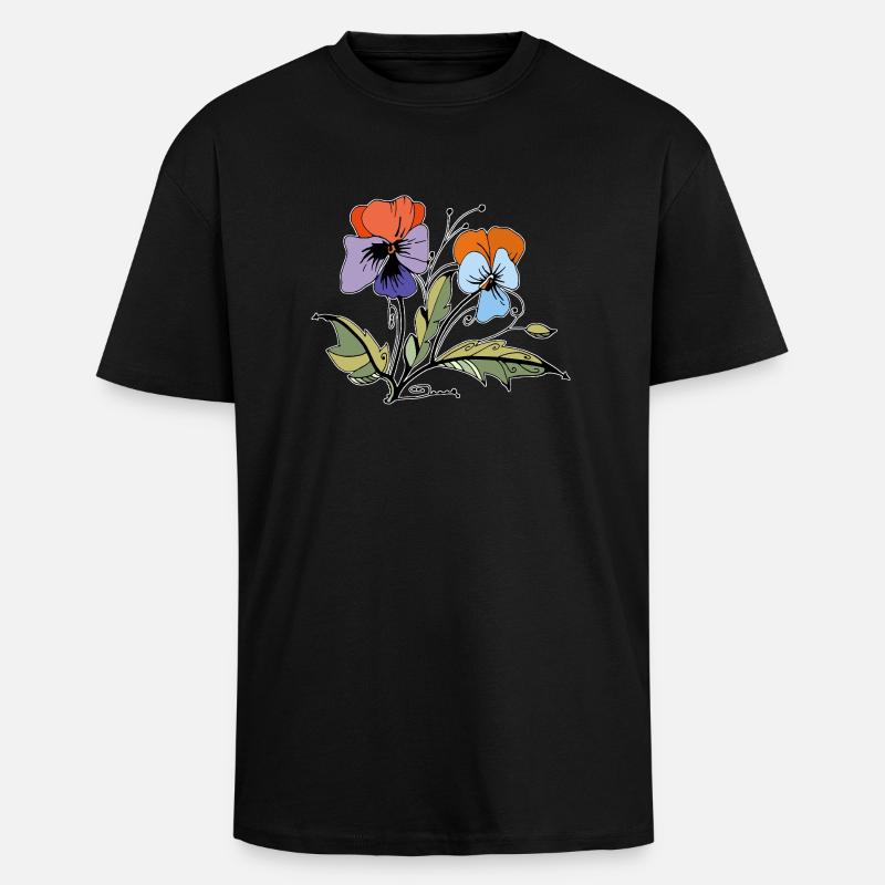 Flowers - Unisex Oversized Heavyweight T-shirt - black
