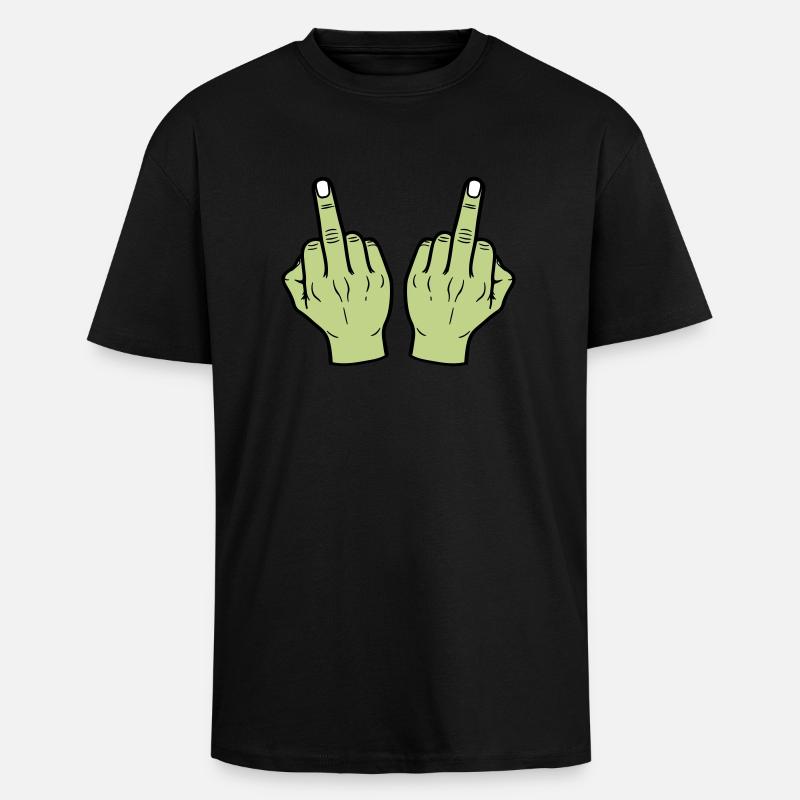 Keskisormi käsi - Paksu unisex oversize t-paita - musta