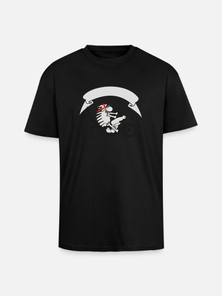 Biker sheep with banner - Unisex Oversized Heavyweight T-shirt - black