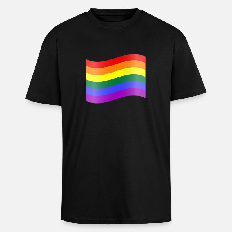 Drapeau arc-en-ciel - T-shirt unisexe oversize épais - noir