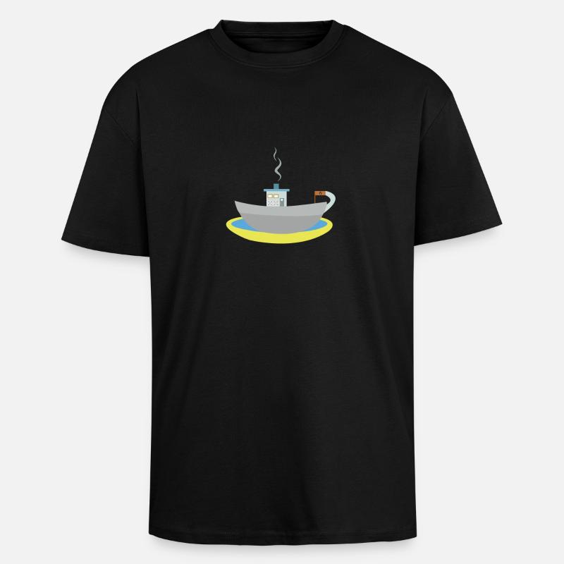 bateau tasse de café - T-shirt unisexe oversize épais - noir