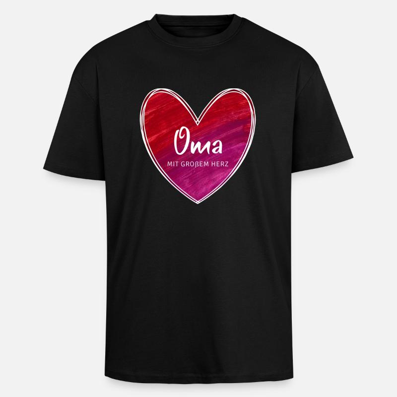 Oma mit großem Herz - Oversized Heavyweight Unisex T-Shirt - Schwarz