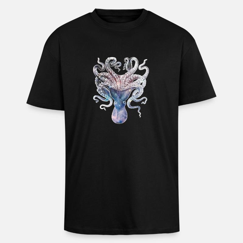SPACE SQUID - Oversized Heavyweight Unisex T-Shirt - Schwarz