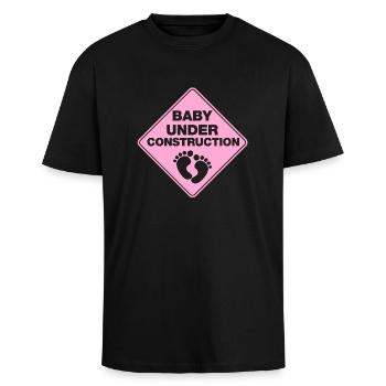 baby under construction - Unisex Oversized Heavyweight T-shirt - black - Front - Alina (178cm) & Michal (187cm)