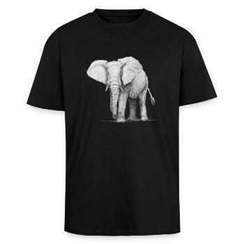 Éléphant - T-shirt unisexe oversize épais - noir - Devant - Alina (178cm) & Michal (187cm)