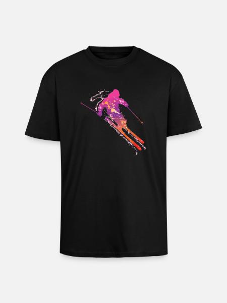 skiing male uk - Unisex Oversized Heavyweight T-shirt - black