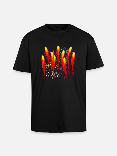 Fire fireworks fireworks - Unisex Oversized Heavyweight T-shirt - black