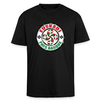 euskadi pays basque 05 - Unisex Oversized Heavyweight T-shirt - black - Front - Alina (178cm) & Michal (187cm)