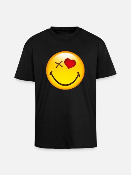 Smiley Love - T-shirt unisexe oversize épais - noir