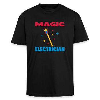 Plumber / Mechanician / electrician / Dad / Geek - T-shirt unisexe oversize épais - noir - Devant - Alina (178cm) & Michal (187cm)