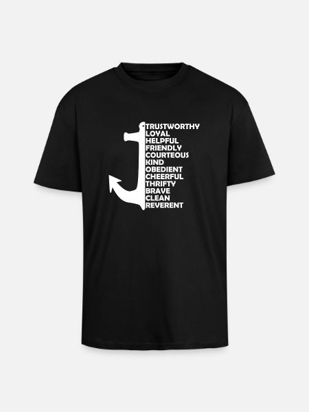 Sea Scout Laws Oath - Unisex Oversized Heavyweight T-shirt - black