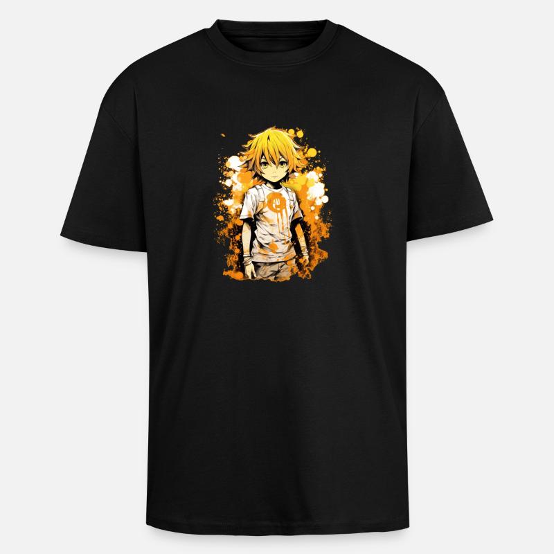 Garçon d’anime - T-shirt unisexe oversize épais - noir