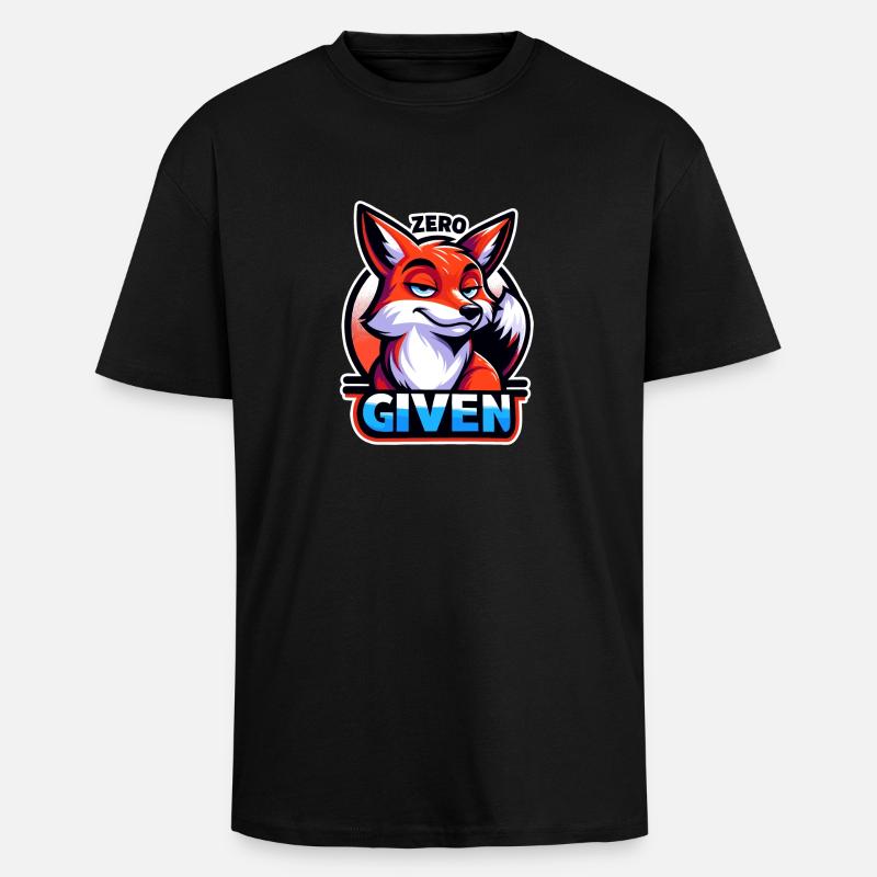 Zero Given - Fox Illustration - Unisex Oversized Heavyweight T-shirt - black