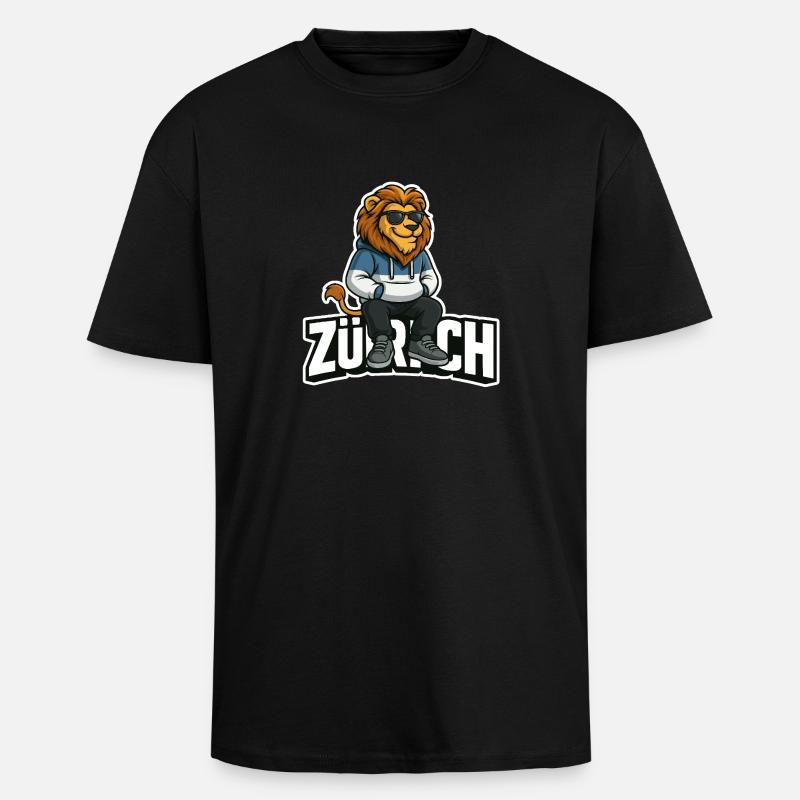 Zürich Löwe - Oversized Heavyweight Unisex T-Shirt - Schwarz