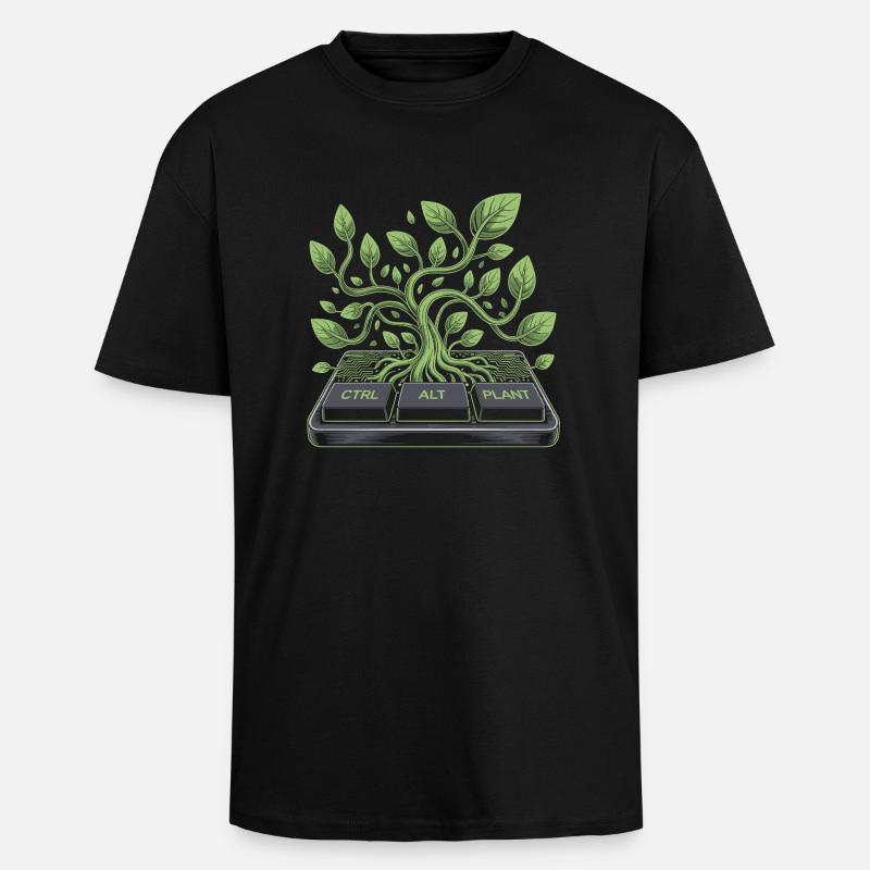 ctrl alt plant garden design - Unisex Oversized Heavyweight T-shirt - black