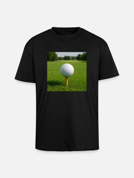 Sport - Golf, Golfball auf dem Abschlag - Oversized Heavyweight Unisex T-Shirt - Schwarz