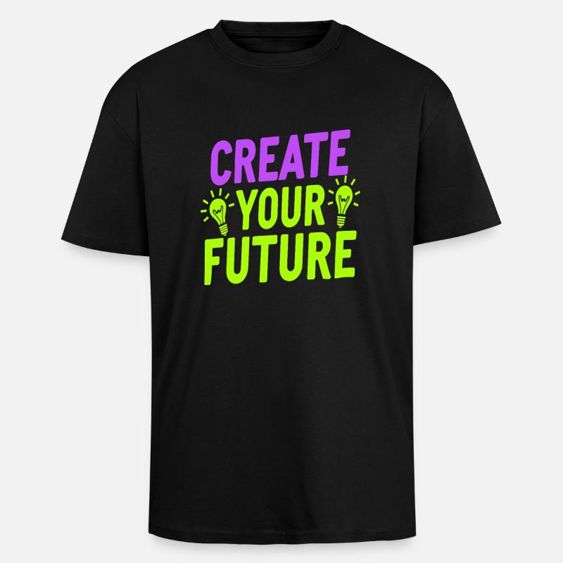 Create Your Future Light Bulb - Unisex Oversized Heavyweight T-shirt - black