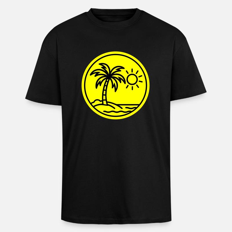 Plage de palmiers d’été - T-shirt unisexe oversize épais - noir
