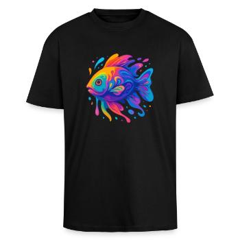 Rainbow Fish - Unisex Oversized Heavyweight T-shirt - black - Front - Alina (178cm) & Michal (187cm)